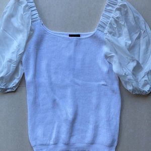 INC White/Ivory Off the Shoulder Puff Sleeve sweater top Size XL NWOT